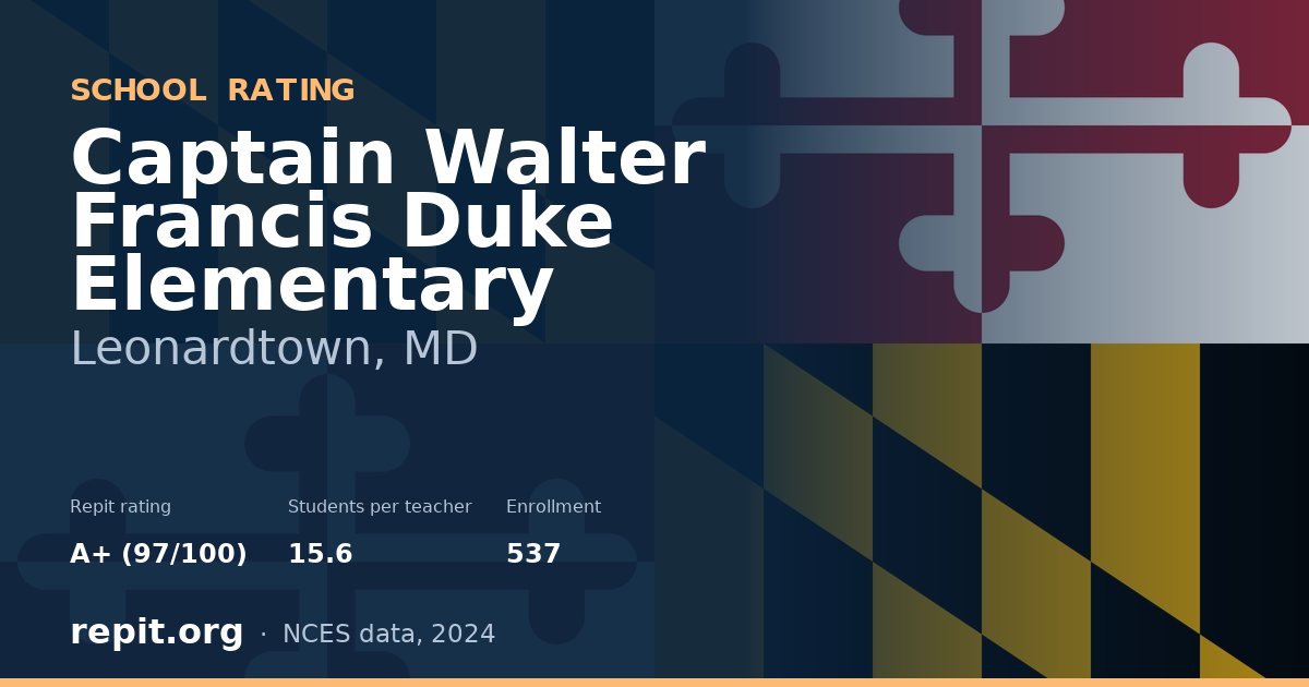 Captain Walter Francis Duke Elementary, Leonardtown, MD — Repit school rating A+ (97/100)