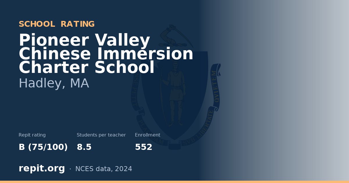 Pioneer Valley Chinese Immersion Charter School, Hadley, MA — Repit school rating B (75/100)