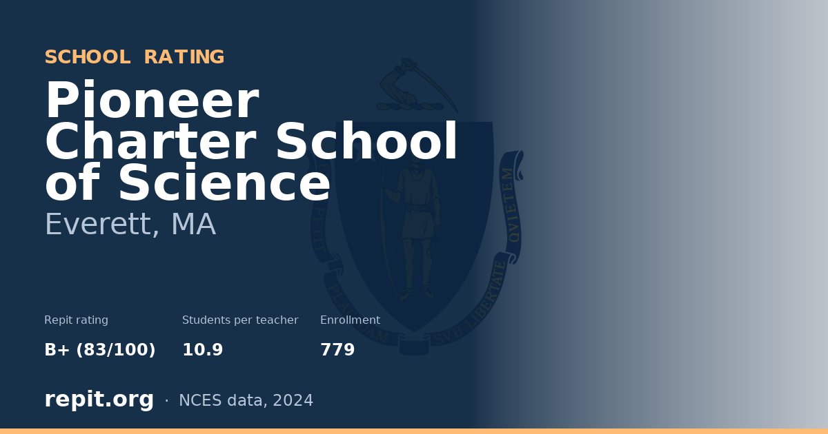 Pioneer Charter School of Science, Everett, MA — Repit school rating B+ (83/100)