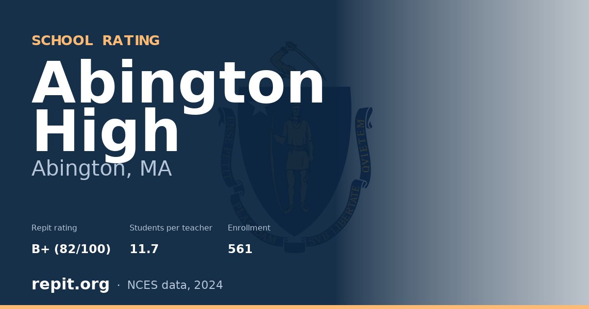Abington High, Abington, MA — Repit school rating B+ (82/100)