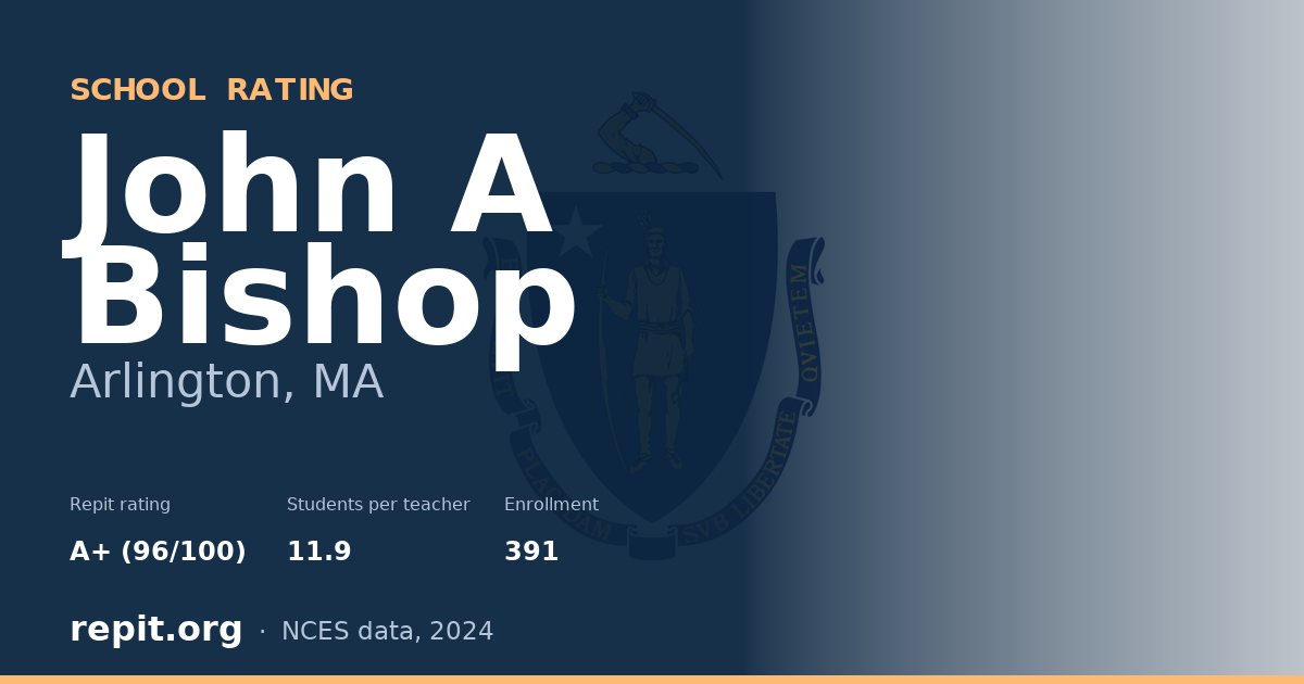 John A Bishop, Arlington, MA — Repit school rating A+ (96/100)