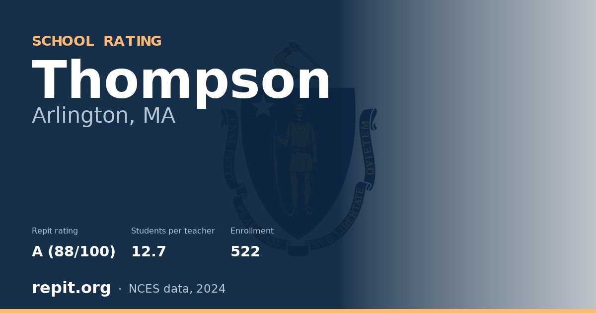 Thompson, Arlington, MA — Repit school rating A (88/100)