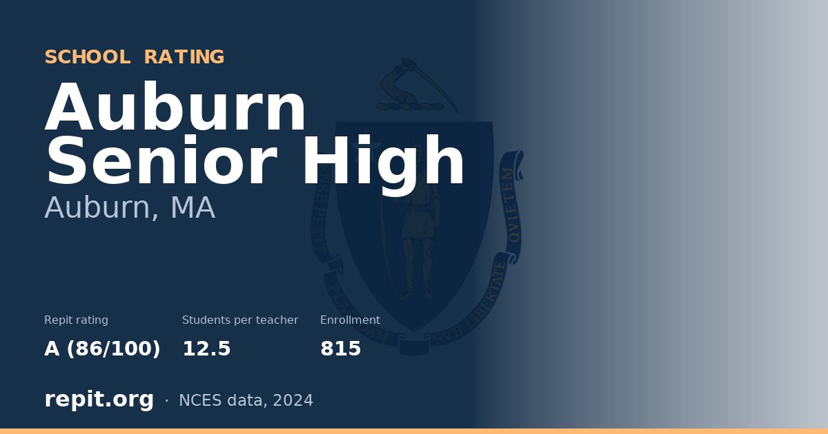 Auburn Senior High, Auburn, MA — Repit school rating A (86/100)