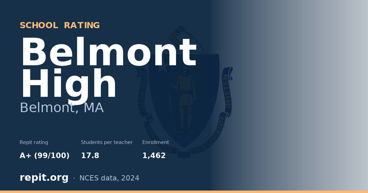Belmont High, Belmont, MA — Repit school rating A+ (99/100)