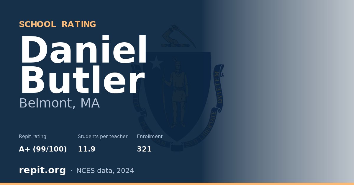 Daniel Butler, Belmont, MA — Repit school rating A+ (99/100)