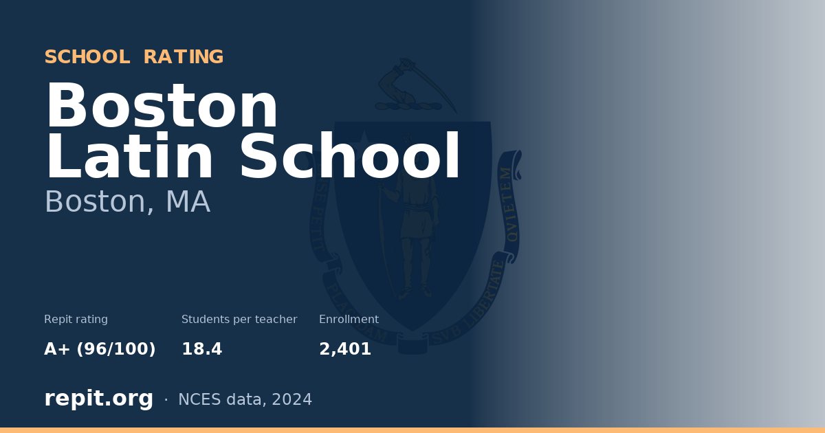 Boston Latin School, Boston, MA — Repit school rating A+ (96/100)