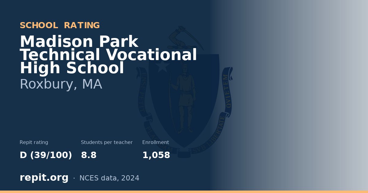 Madison Park Technical Vocational High School, Roxbury, MA — Repit school rating D (39/100)