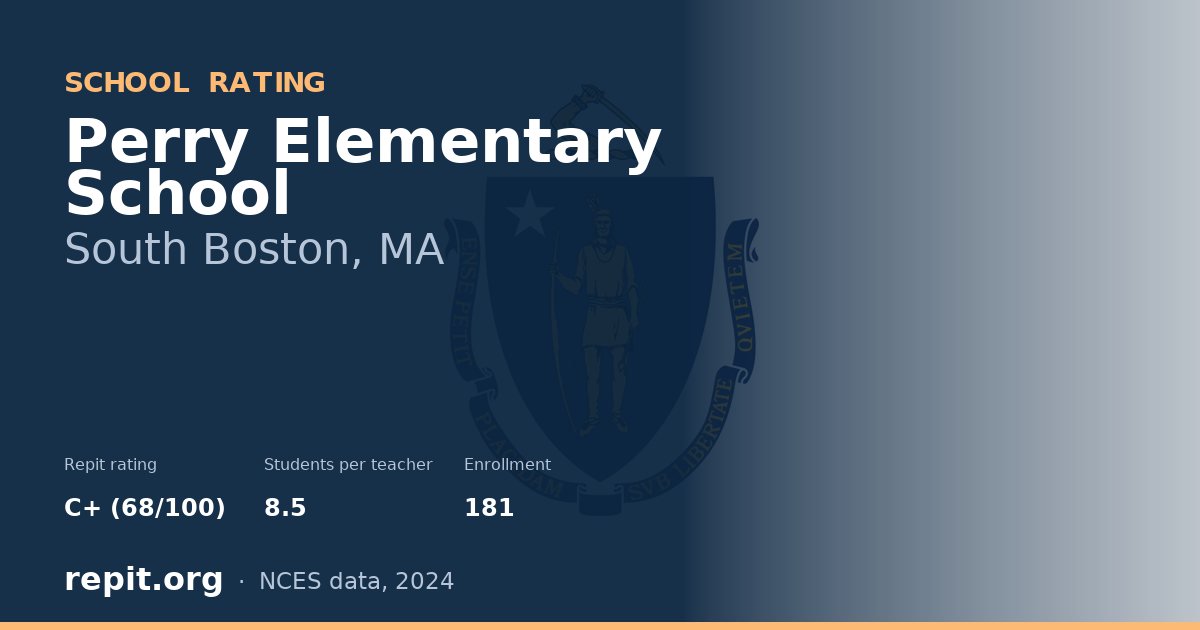 Perry Elementary School, South Boston, MA — Repit school rating C+ (68/100)