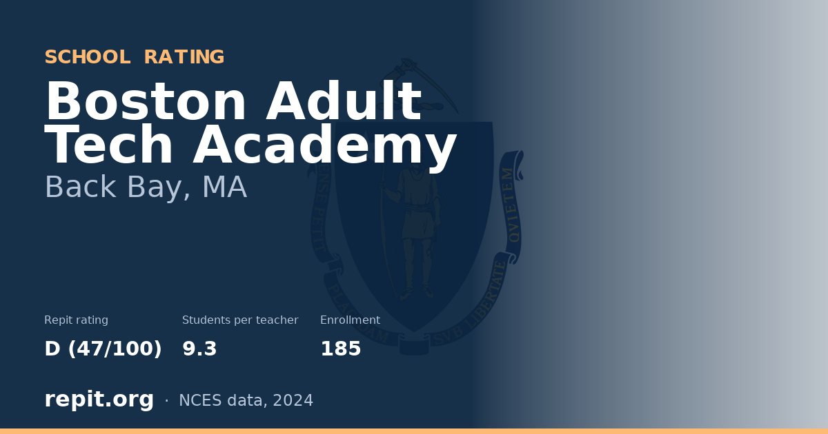 Boston Adult Tech Academy, Back Bay, MA — Repit school rating D (47/100)