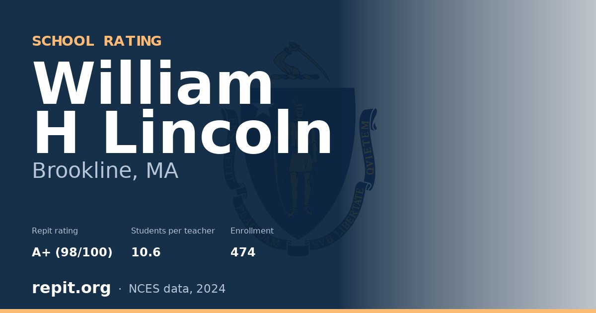William H Lincoln, Brookline, MA — Repit school rating A+ (98/100)