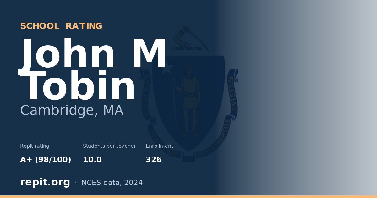 John M Tobin, Cambridge, MA — Repit school rating A+ (98/100)