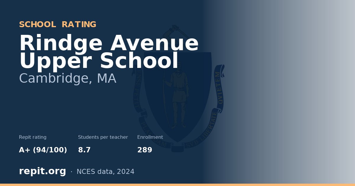 Rindge Avenue Upper School, Cambridge, MA — Repit school rating A+ (94/100)