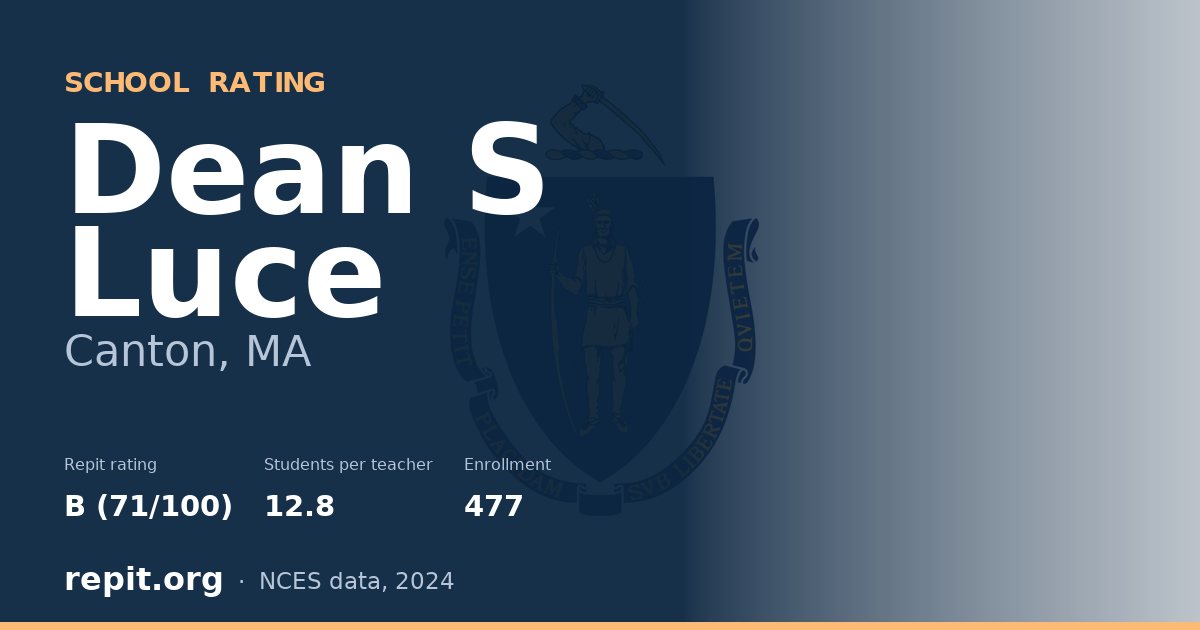 Dean S Luce, Canton, MA — Repit school rating B (71/100)