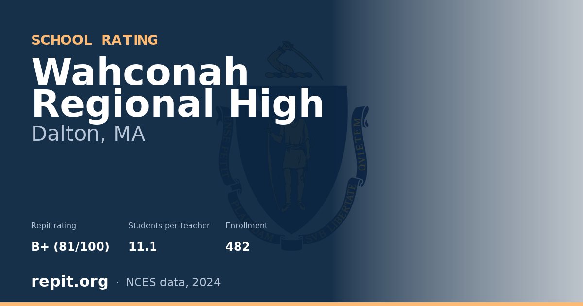 Wahconah Regional High, Dalton, MA — Repit school rating B+ (81/100)