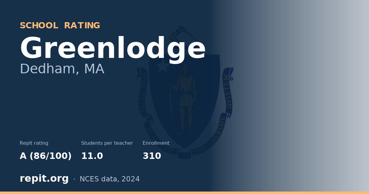 Greenlodge, Dedham, MA — Repit school rating A (86/100)