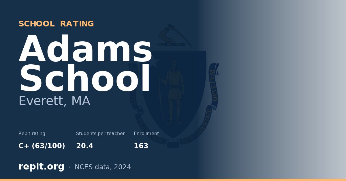 Adams School, Everett, MA — Repit school rating C+ (63/100)