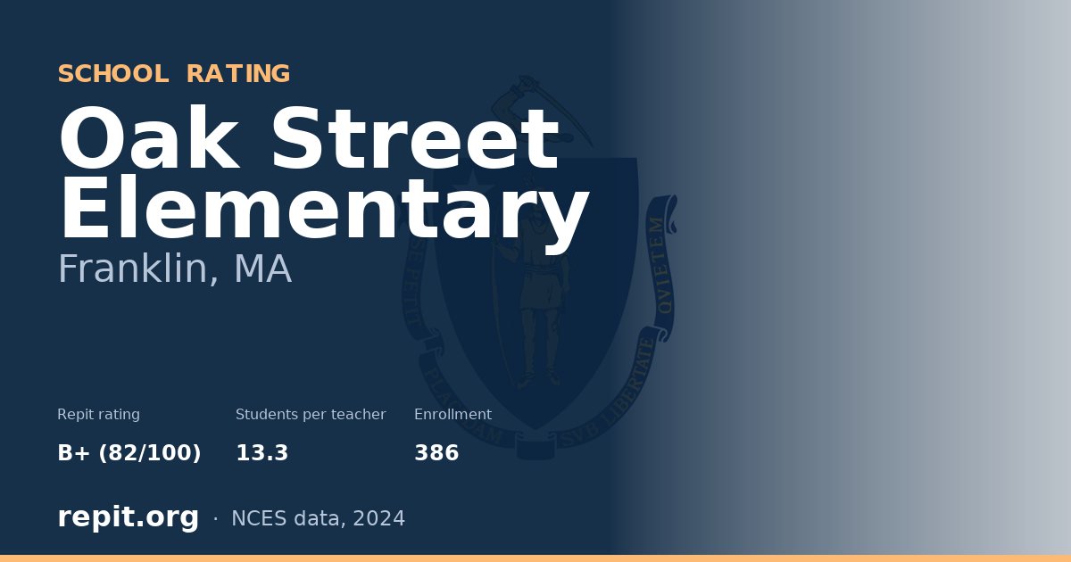 Oak Street Elementary, Franklin, MA — Repit school rating B+ (82/100)