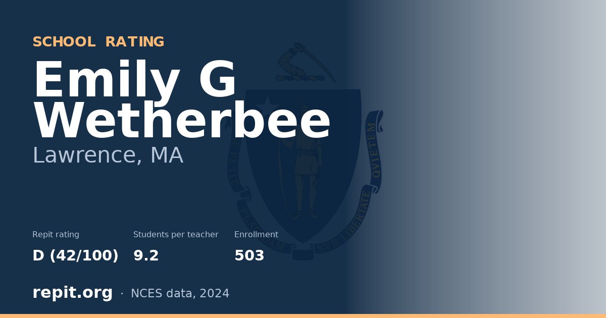 Emily G Wetherbee, Lawrence, MA — Repit school rating D (42/100)
