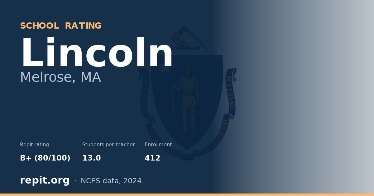 Lincoln, Melrose, MA — Repit school rating B+ (80/100)
