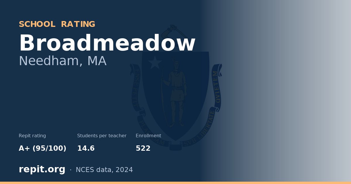 Broadmeadow, Needham, MA — Repit school rating A+ (95/100)