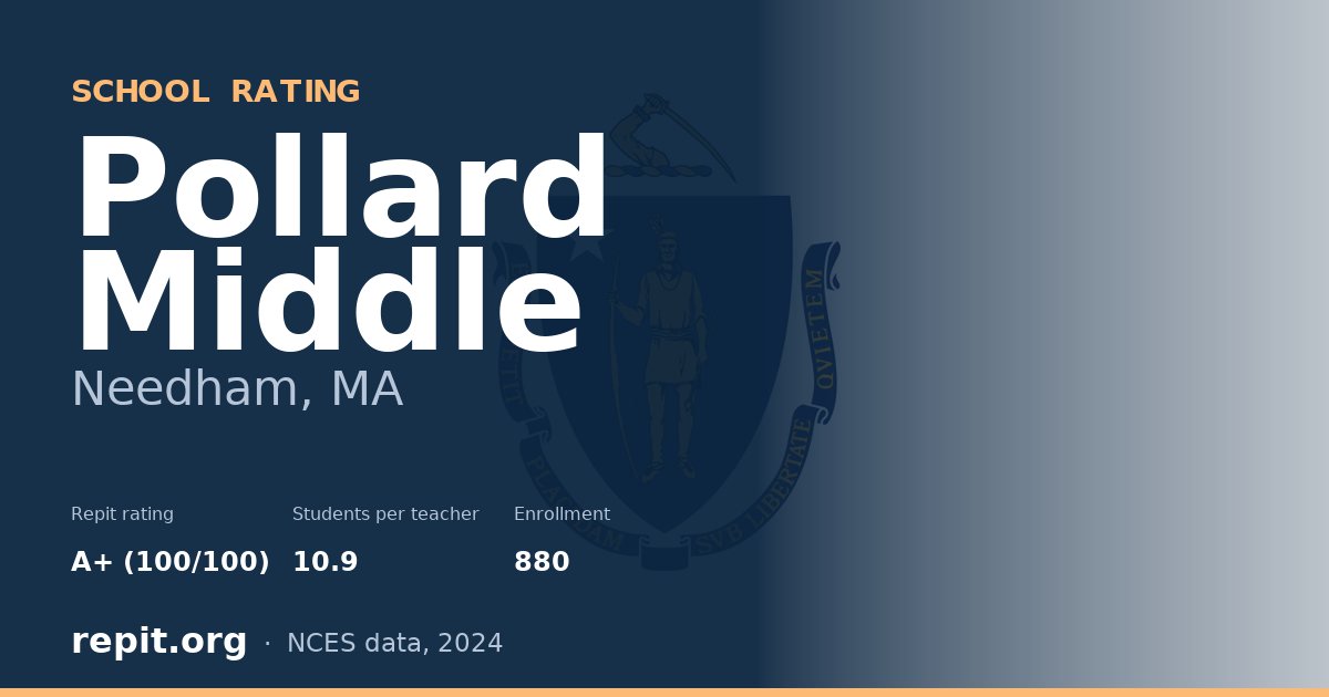 Pollard Middle, Needham, MA — Repit school rating A+ (100/100)