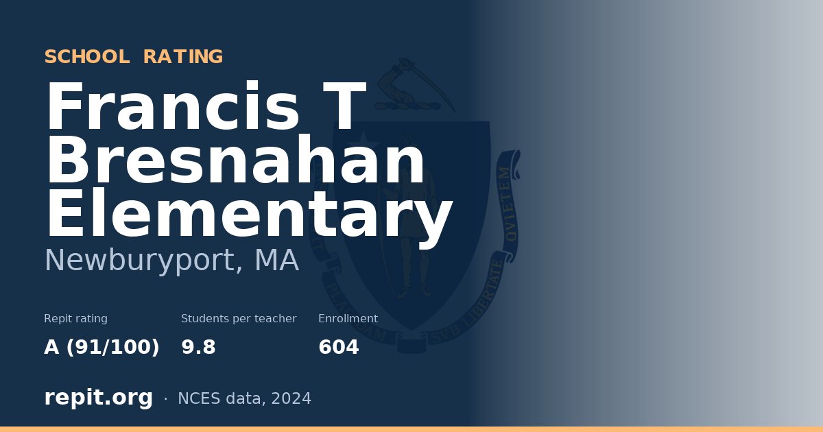 Francis T Bresnahan Elementary, Newburyport, MA — Repit school rating A (91/100)