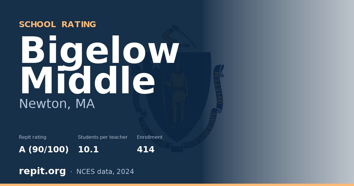 Bigelow Middle, Newton, MA — Repit school rating A (90/100)