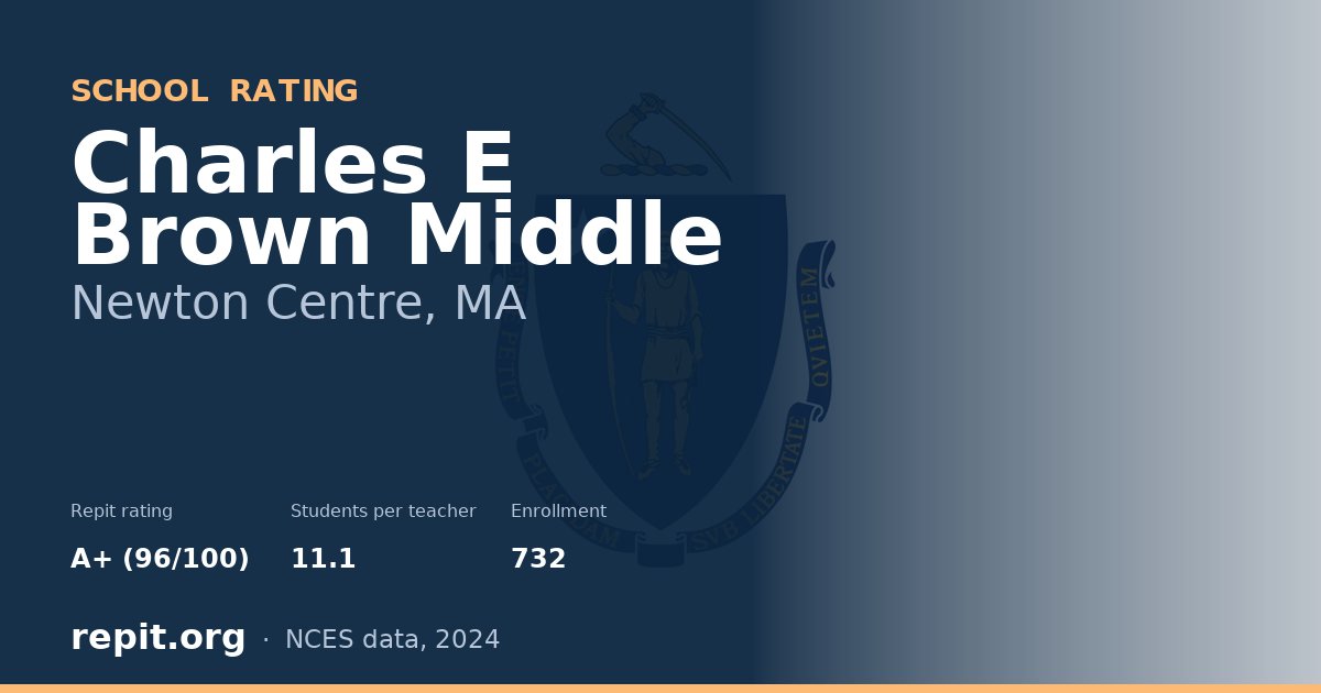 Charles E Brown Middle, Newton Centre, MA — Repit school rating A+ (96/100)