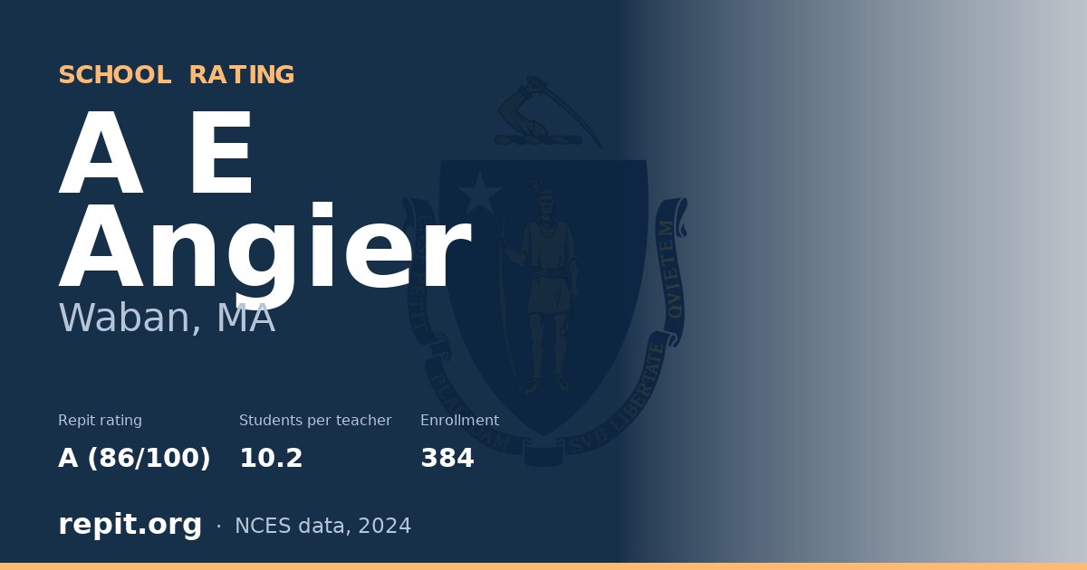 A E Angier, Waban, MA — Repit school rating A (86/100)