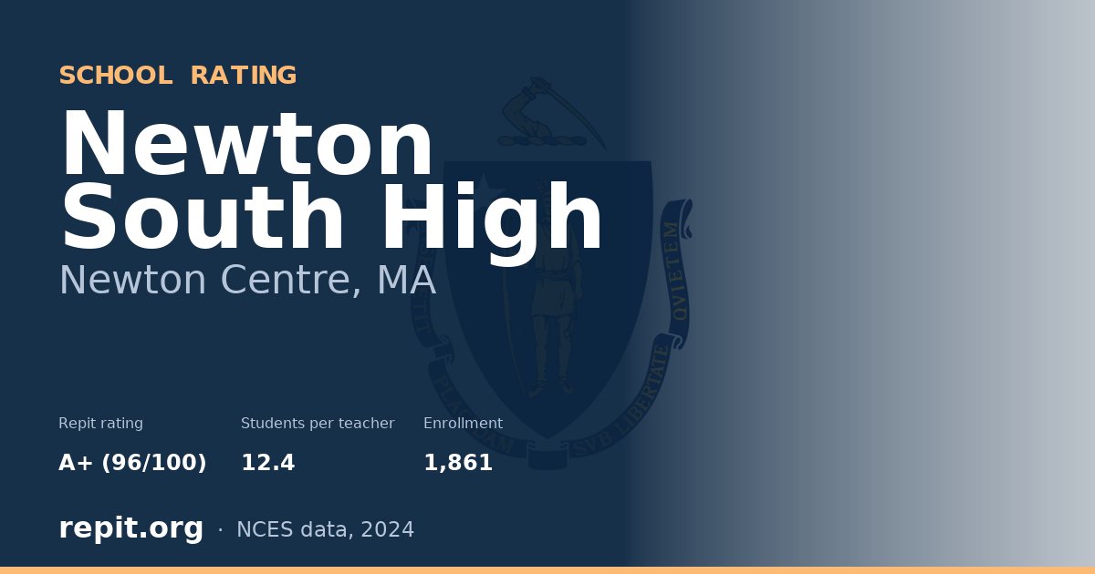 Newton South High, Newton Centre, MA — Repit school rating A+ (96/100)