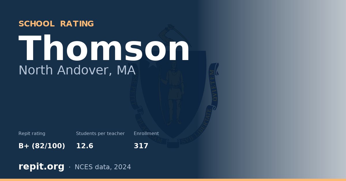 Thomson, North Andover, MA — Repit school rating B+ (82/100)