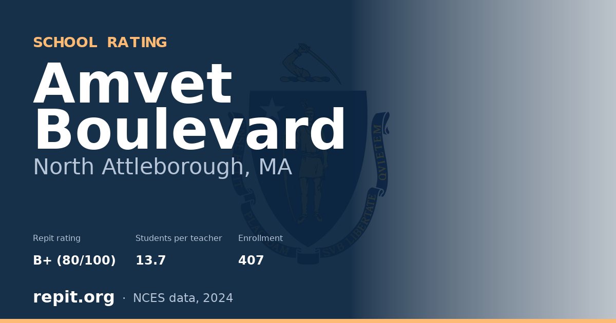 Amvet Boulevard, North Attleborough, MA — Repit school rating B+ (80/100)
