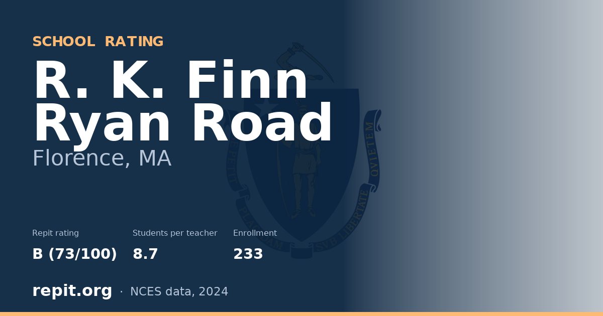 R. K. Finn Ryan Road, Florence, MA — Repit school rating B (73/100)