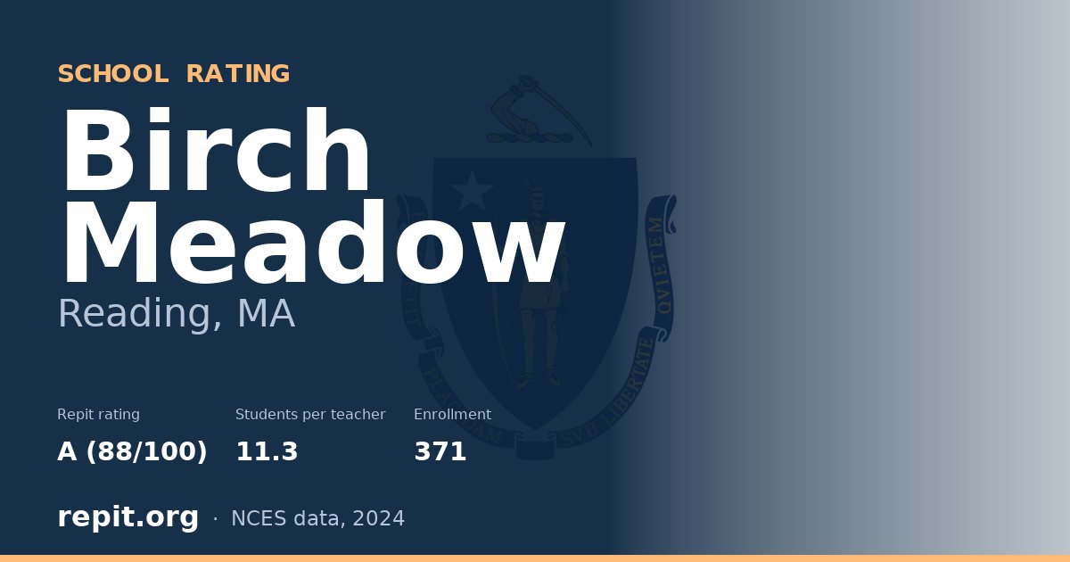 Birch Meadow, Reading, MA — Repit school rating A (88/100)