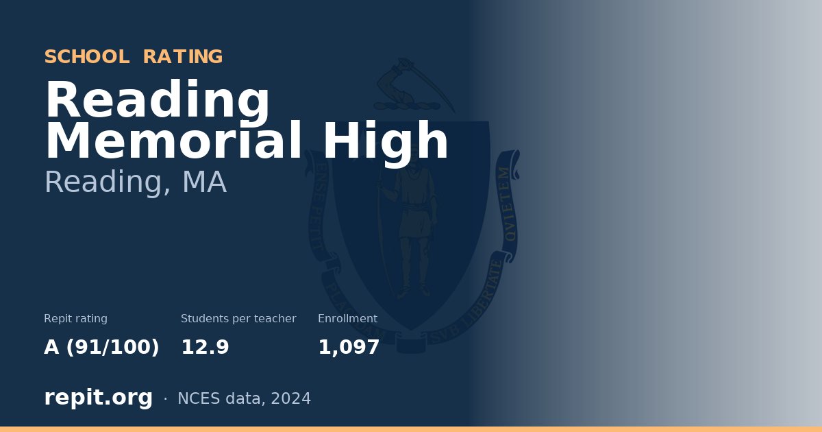Reading Memorial High, Reading, MA — Repit school rating A (91/100)