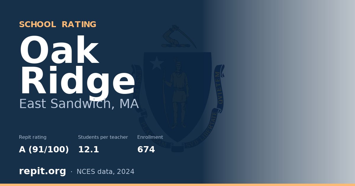 Oak Ridge, East Sandwich, MA — Repit school rating A (91/100)