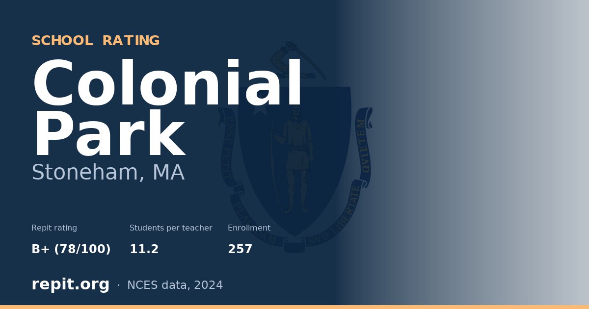 Colonial Park, Stoneham, MA — Repit school rating B+ (78/100)