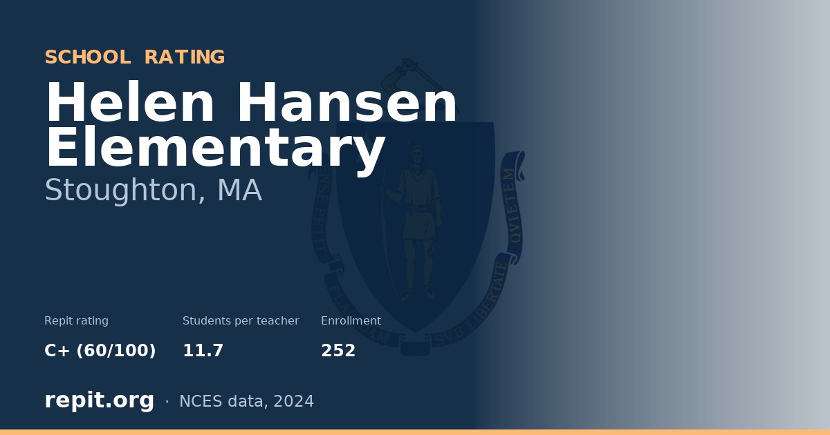 Helen Hansen Elementary, Stoughton, MA — Repit school rating C+ (60/100)