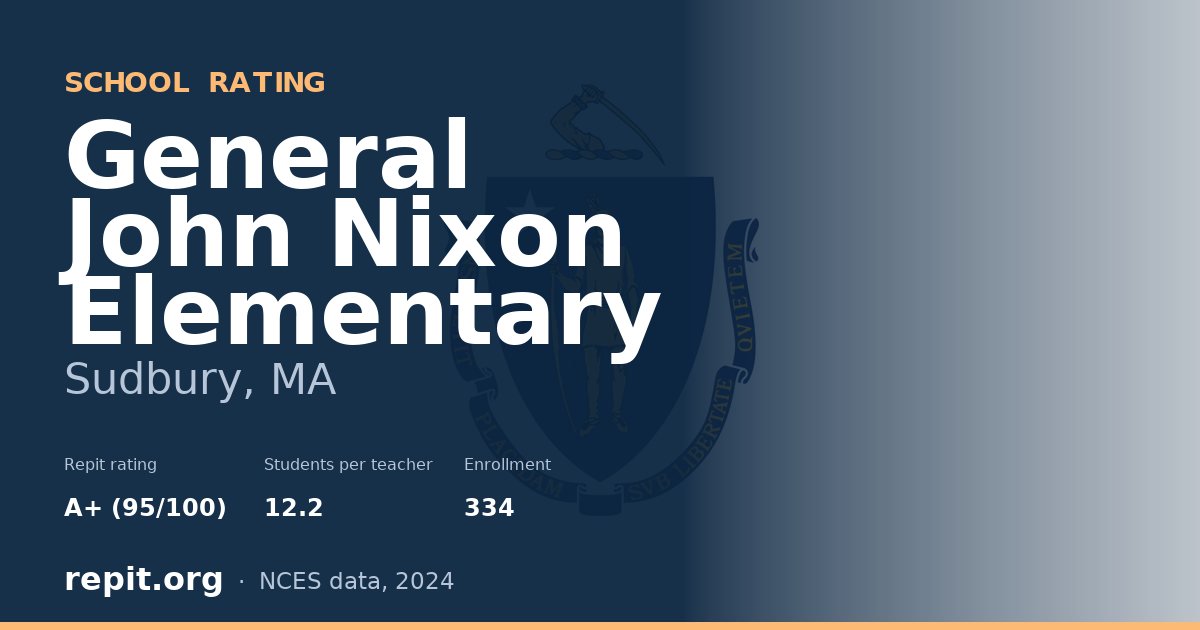 General John Nixon Elementary, Sudbury, MA — Repit school rating A+ (95/100)