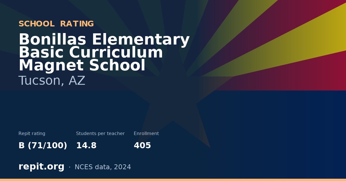 Bonillas Elementary Basic Curriculum Magnet School, Tucson, AZ — Repit school rating B (71/100)