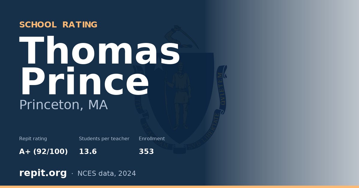 Thomas Prince, Princeton, MA — Repit school rating A+ (92/100)