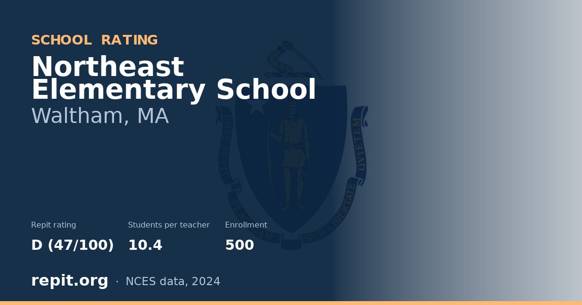 Northeast Elementary School, Waltham, MA — Repit school rating D (47/100)