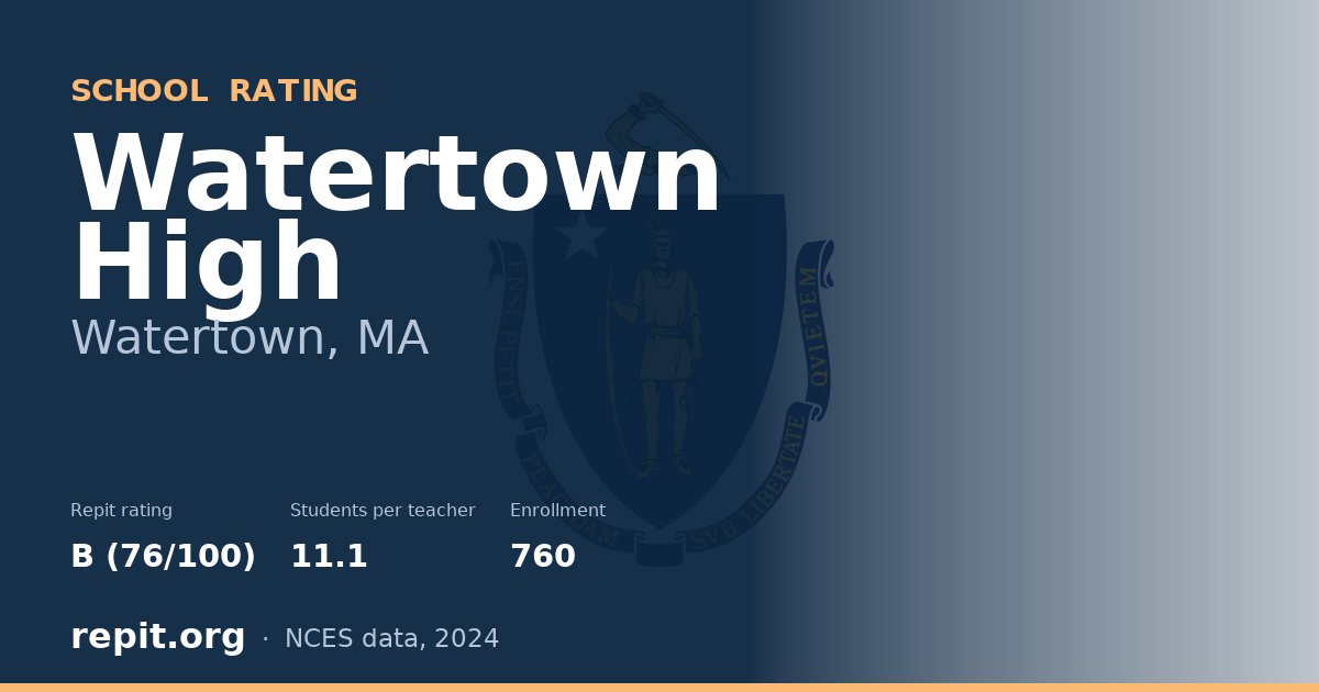 Watertown High, Watertown, MA — Repit school rating B (76/100)