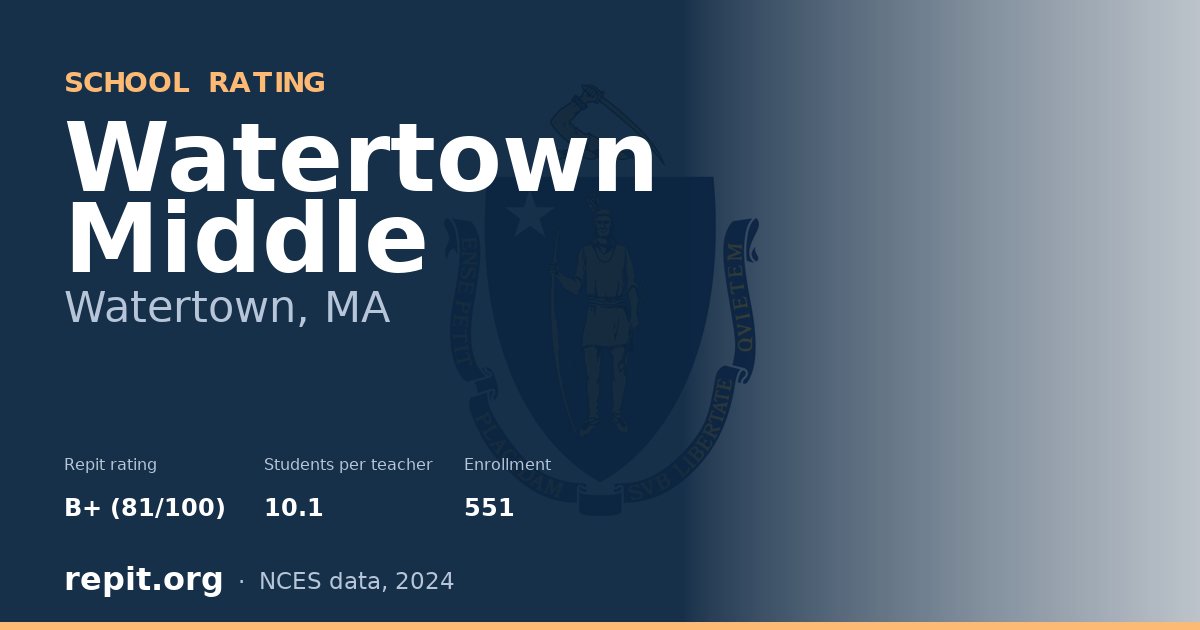 Watertown Middle, Watertown, MA — Repit school rating B+ (81/100)
