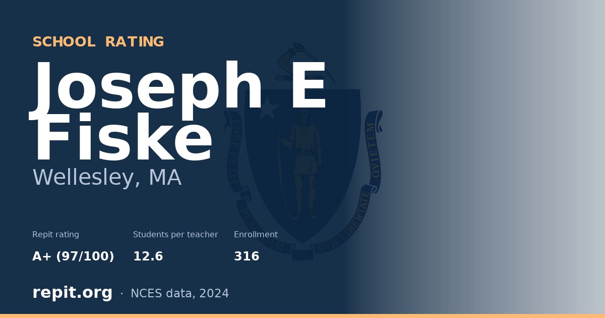 Joseph E Fiske, Wellesley, MA — Repit school rating A+ (97/100)