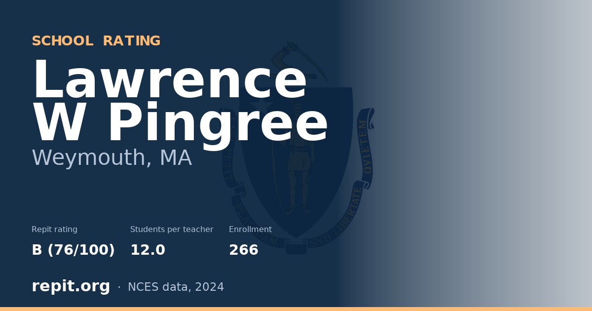 Lawrence W Pingree, Weymouth, MA — Repit school rating B (76/100)