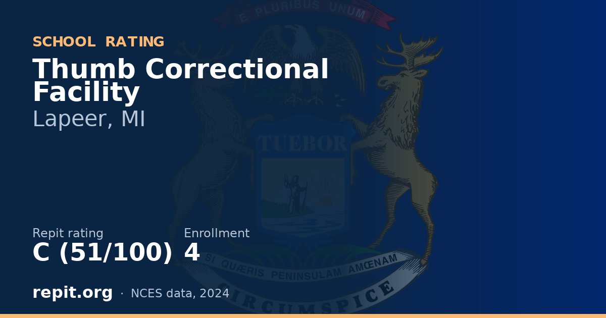 Thumb Correctional Facility, Lapeer, MI — Repit school rating C (51/100)