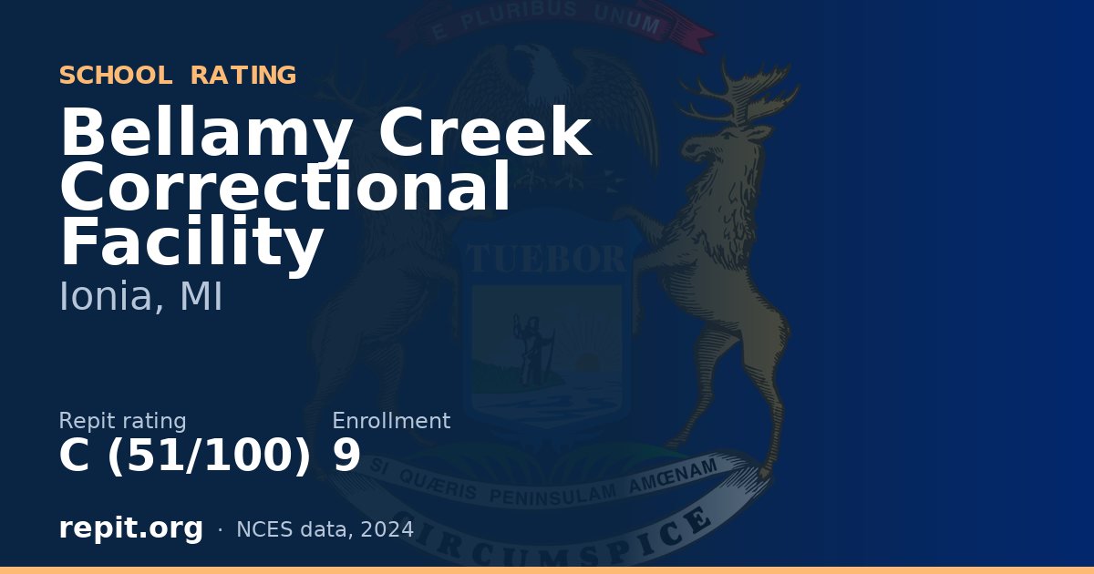 Bellamy Creek Correctional Facility, Ionia, MI — Repit school rating C (51/100)