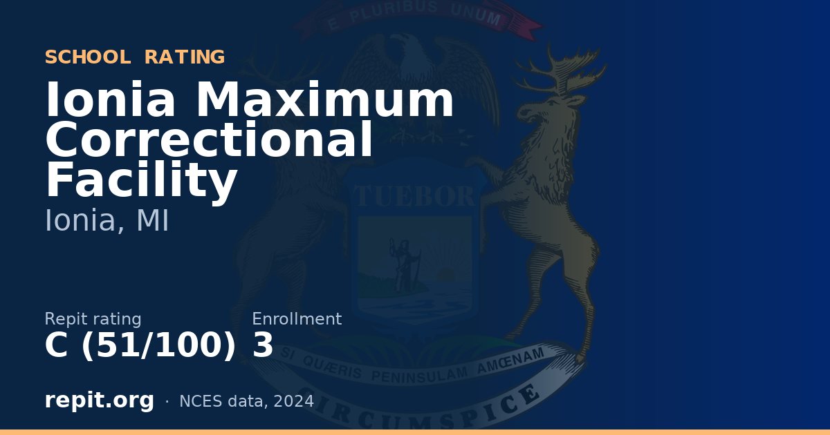 Ionia Maximum Correctional Facility, Ionia, MI — Repit school rating C (51/100)