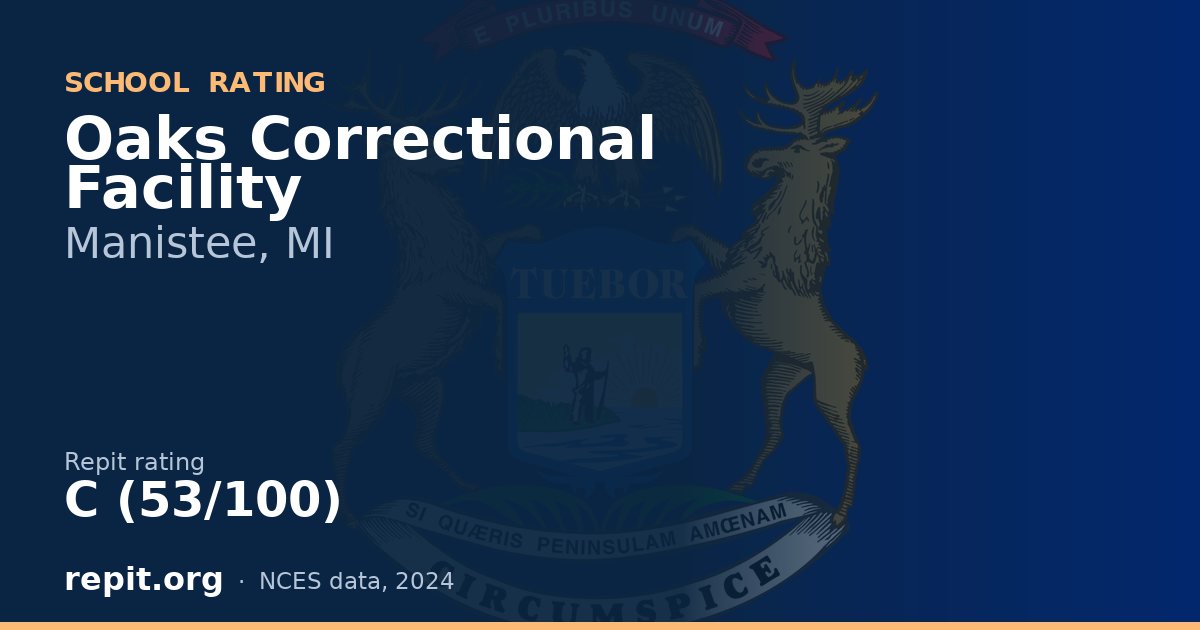 Oaks Correctional Facility, Manistee, MI — Repit school rating C (53/100)